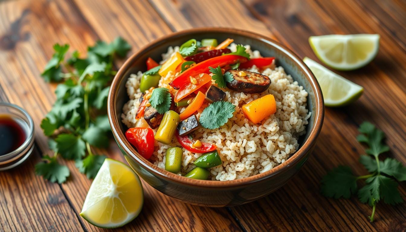 southeast asia brown rice with vegetables recipe